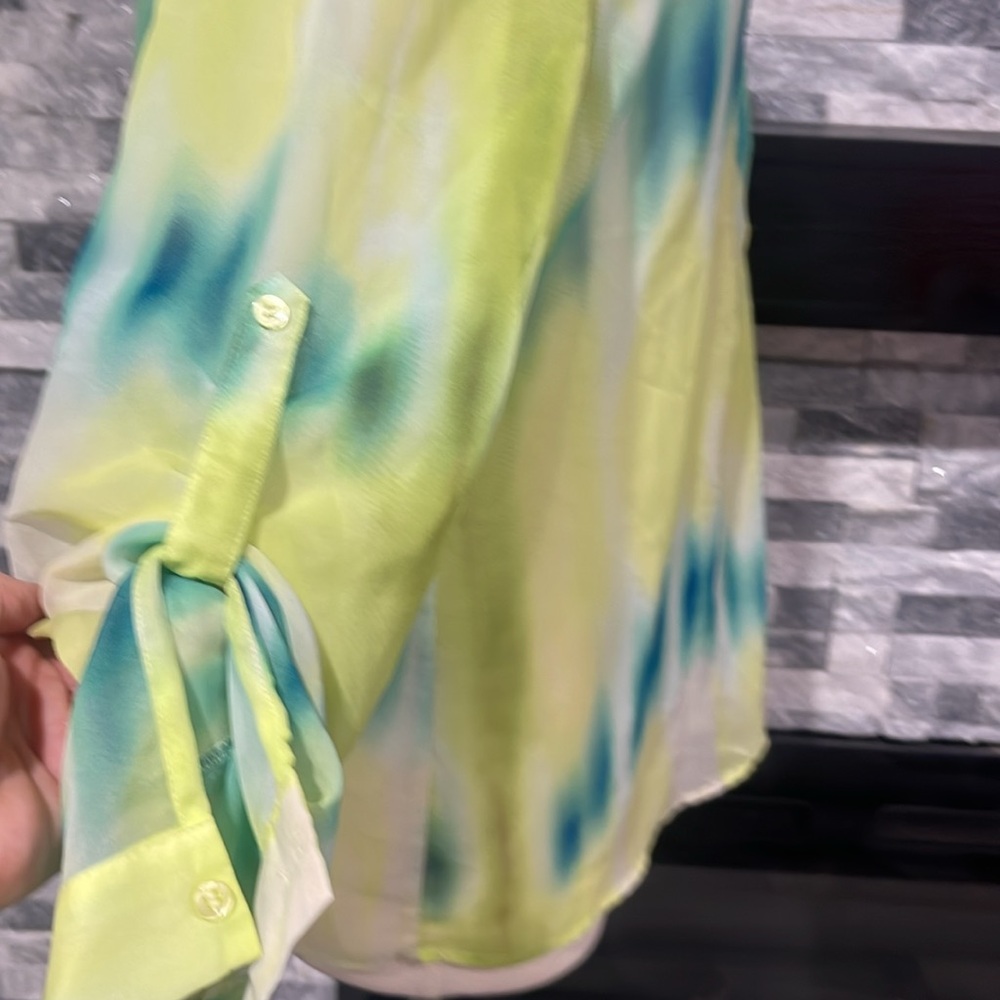 Fred David Multi Color Button Down Top Shirt Blou… - image 4